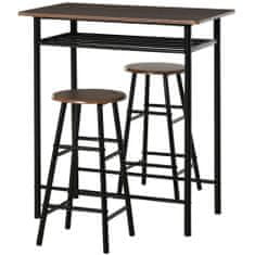 HOMCOM Asztalkészlet 2 székkel, MDF / fém, 80x50x90 cm, fekete / barna