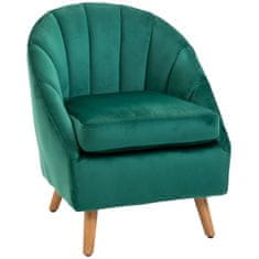 HOMCOM Hálószoba vagy nappali fotel, 67 x 65 x 77 cm, fa / bársony, zöld