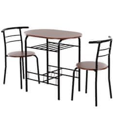 HOMCOM ebédkészlet 3 részes asztal 2 székkel barna fa és fekete