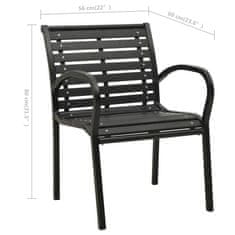shumee 2 db fekete acél és WPC kerti szék