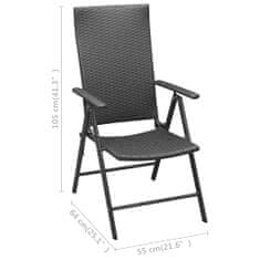 shumee 4 db fekete polyrattan kerti szék