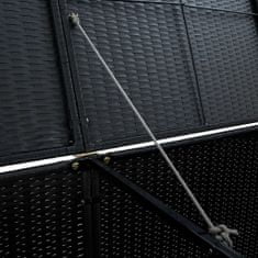 Greatstore fekete rattan dupla tároló gurulós kukához 148 x 80 x 111 cm