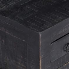 Vidaxl fekete tömör mangófa dohányzóasztal 65 x 65 x 30 cm 247986
