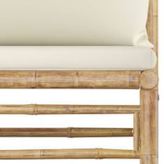 Greatstore 2 részes bambusz kerti ülőgarnitúra krémfehér párnákkal