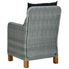 shumee 2 db világosszürke polyrattan kerti szék párnával