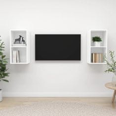 Greatstore 2 db fehér forgácslap falra szerelhető TV-szekrény