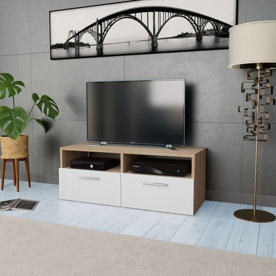 shumee tölgyfa/fehér színű faforgácslap TV szekrény 95 x 35 x 36 cm