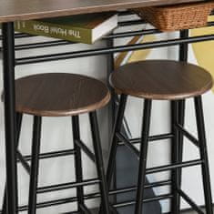 HOMCOM Asztalkészlet 2 székkel, MDF / fém, 80x50x90 cm, fekete / barna