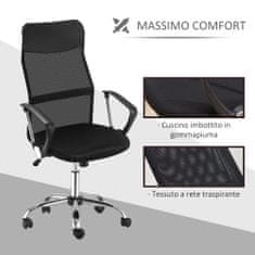 HOMCOM Irodai szék, forgatható, állítható magasságú, 63x61x109-119 cm, fekete