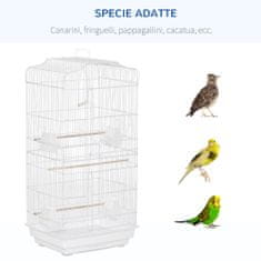 PAWHUT Kalitka, nyéllel ellátott, madaraknak, 46,5 x 35,5 x 92 cm, fém / műanyag, fehér