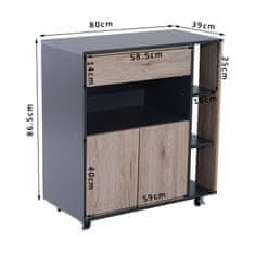 HOMCOM konyhai szekrény, fa/sötétszürke 80x39x86,5 cm
