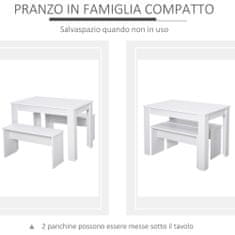 HOMCOM 1 asztal és 2 pad készlet PAL, 110x70x75 cm, fehér