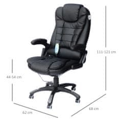 HOMCOM Ergonomikus irodai szék, PU, 62 x 68 x 111-121 cm, fekete