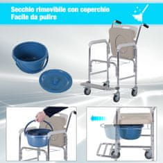 HOMCOM vízálló kerekes szék, levehető edény időseknek / mozgássérülteknek