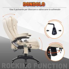 HOMCOM Irodai szék, Eco bőr, állítható magasság, 62 x 68 x 111-121 cm, bézs színű