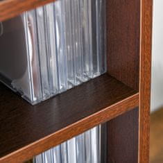 HOMCOM CD tároló állvány, MDF fa, 12 polc, 21 x 20 x 175 cm, barna