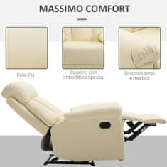 HOMCOM ergonomikus fotel, lábtartó, öko bőr, 80 × 97 × 107 cm, krém