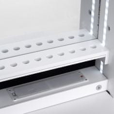 HOMCOM tükör szekrényes ékszerdobozzal és automatikus LED világítással, fehér, 30x146x36 cm