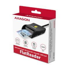 AXAGON CRE-SM3SD, USB-A FlatReader Intelligens kártyaolvasó (eCard) + SD/microSD/SIM, 1,3 m kábel