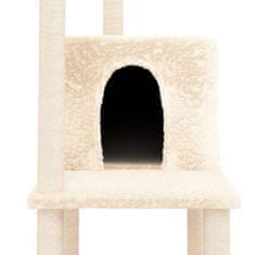 Greatstore krémszínű macskabútor szizál kaparófákkal 144,5 cm