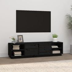 shumee fekete tömör fenyőfa TV-szekrény 156 x 40 x 40 cm