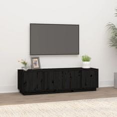 shumee fekete tömör fenyőfa TV-szekrény 140 x 40 x 40 cm