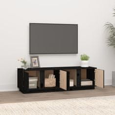 shumee fekete tömör fenyőfa TV-szekrény 140 x 40 x 40 cm