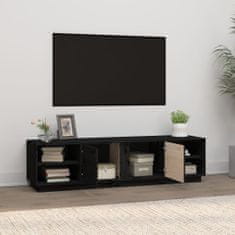 shumee fekete tömör fenyőfa TV-szekrény 156 x 40 x 40 cm