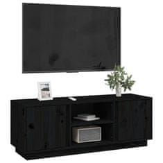 shumee fekete tömör fenyőfa TV-szekrény 110x35x40,5 cm
