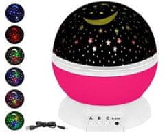 Kruzzel USB projektor Master Star éjszakai lámpa 360 rózsaszín