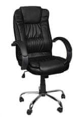 Malatec Állítható forgatható bőr irodai szék fekete - puha kerekekkel