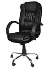 Malatec Állítható forgatható bőr irodai szék fekete - puha kerekekkel
