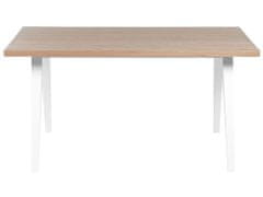Beliani Fehér és Világos Fa Étkezőasztal 150 x 90 cm LENISTER