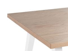 Beliani Fehér és Világos Fa Étkezőasztal 150 x 90 cm LENISTER