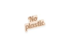 BeWooden fából készült bross egy felirat formájában No Plastic univerzális