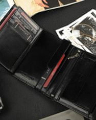 RONALDO Férfi bőr pénztárca biztonsággal RFID Genova fekete, piros univerzális