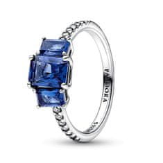 Pandora Csillogó ezüst gyűrű kék kristályokkal 192389C01 (Kerület 56 mm)