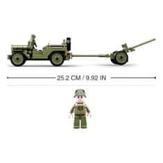 Sluban Army WW2 M38-B0853 szövetséges dzsip és légvédelmi ágyú