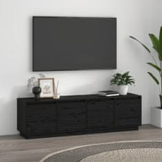 shumee fekete tömör fenyőfa TV-szekrény 156 x 37 x 45 cm