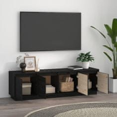 shumee fekete tömör fenyőfa TV-szekrény 156 x 37 x 45 cm