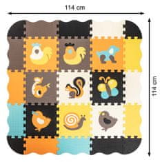 WOWO 25 részes színes habszivacs puzzle szőnyeg állati motívummal járókához 114cm x 114cm x 1cm