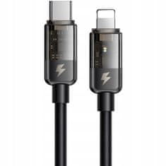 Mcdodo Prisma kábel, gyors, masszív, USB-C, iPhone-hoz, 36W, 1.8m, fekete, McDodo CA-3161