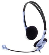 Genius HS-02B fejhallgató mikrofonnal, hangerőszabályzóval a kábelen, ezüst színű