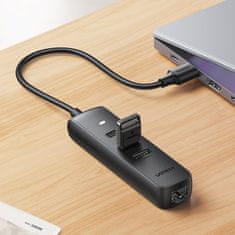 Ugreen CM416 adapter USB-C - RJ45 / 3x USB, fekete