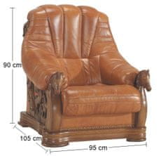 Pyka Bőr fotel Oscar - faipari D3 / világos barna (DTS50)