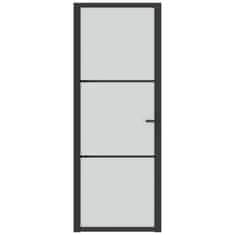 Greatstore fekete matt üveg és alumínium beltéri ajtó 76 x 201,5 cm