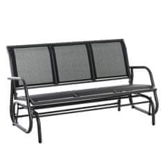 OUTSUNNY Kerti hintapad, napfényes, fém/hálós, 3 üléses, 151 x 75 x 85 cm, fekete