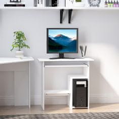 HOMCOM ergonomikus íróasztal, modern kivitelben, 80 x 45 x 75 cm, PAL / fém, fehér