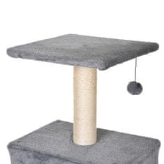 PAWHUT macska játszótér, PAL / Plüss, 60 x 49 x 130 cm, szürke