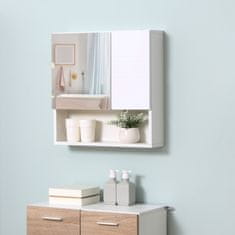 KLEANKIN Fürdőszoba szekrény Kleankin tükörrel, Forgácslap/Üveg, 54x15x55cm, Fehér